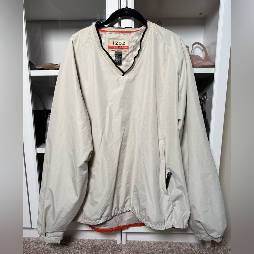 Izod X-treme Function Golfwear Beige and Black Golf Jacket Men’s Size XL